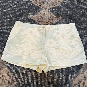 GAP Women's 12 seafoam green with cream damask print flat front zip up s…